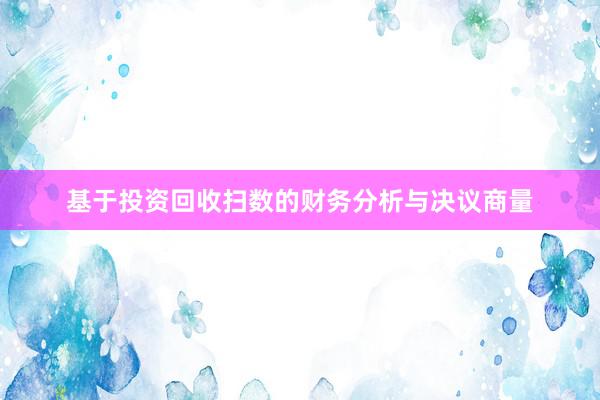 基于投资回收扫数的财务分析与决议商量